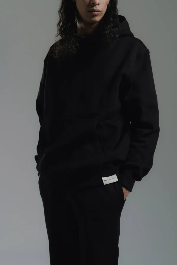LABEL HOODIE FLEECE BLACK