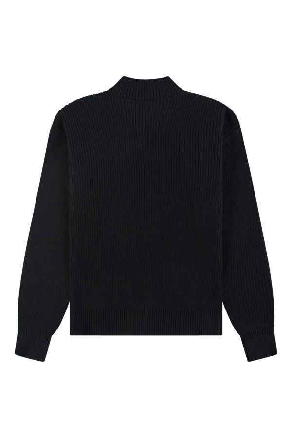 fisherman rib zip up sweater black - immagine 3